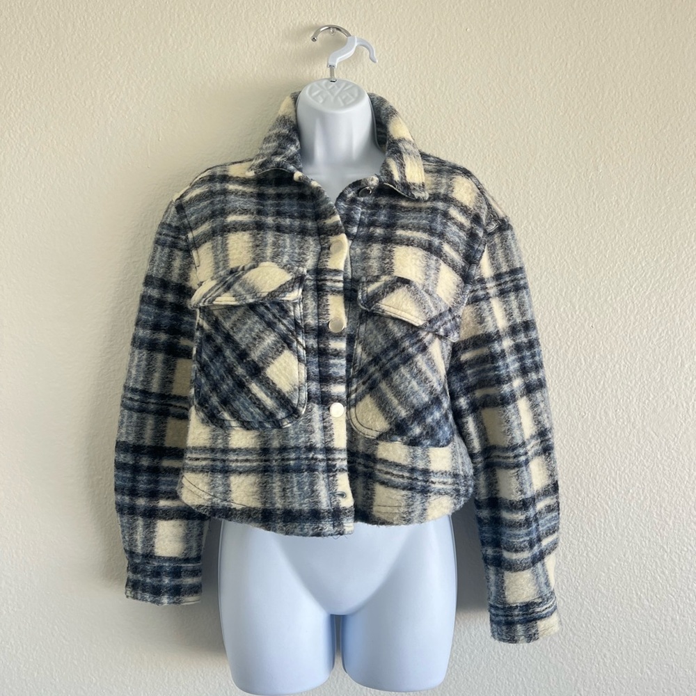 Zara Black and Cream Plaid Jacket
